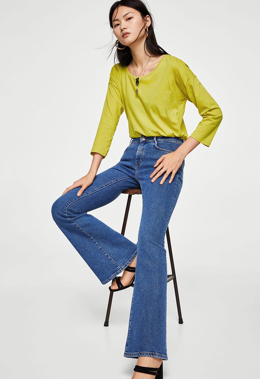 MANGO - Long Sleeve T-shirt Lime