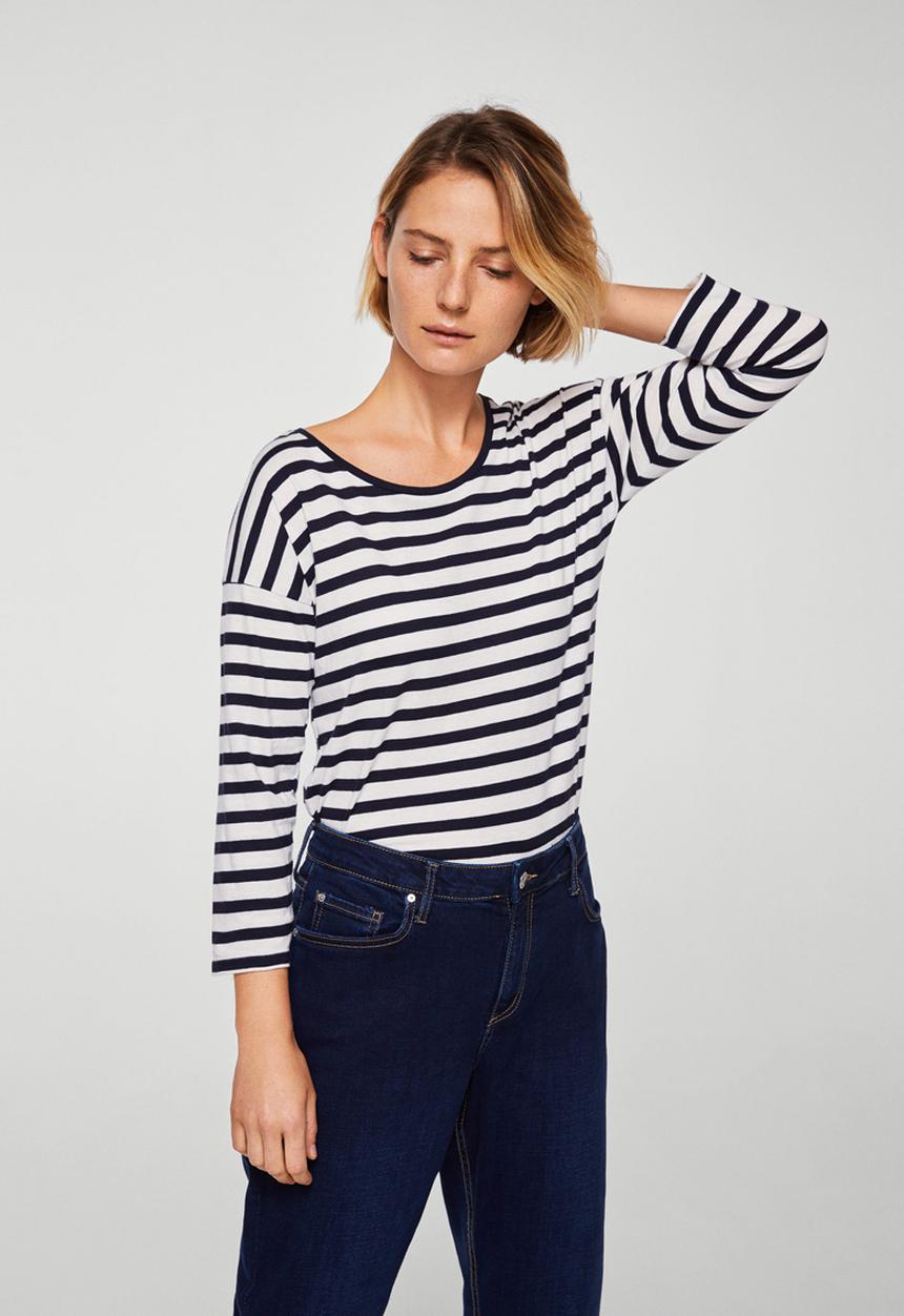 MANGO - Long Sleeve T-shirt Navy