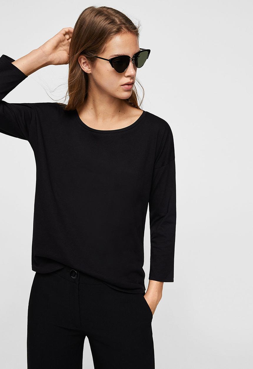 MANGO - Long Sleeve T-shirt Black