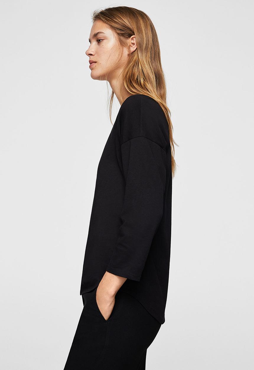 MANGO - Long Sleeve T-shirt Black