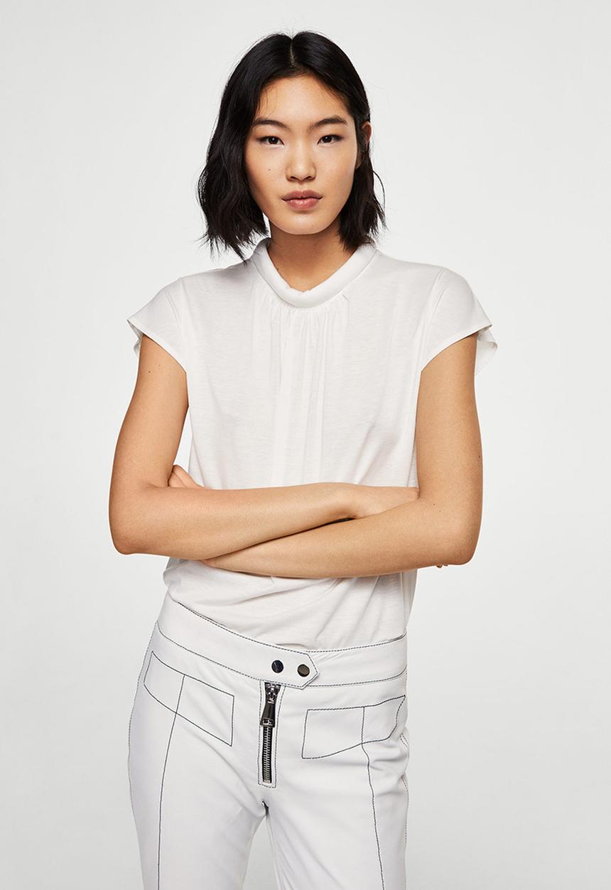 MANGO - Detail Neck T-shirt White