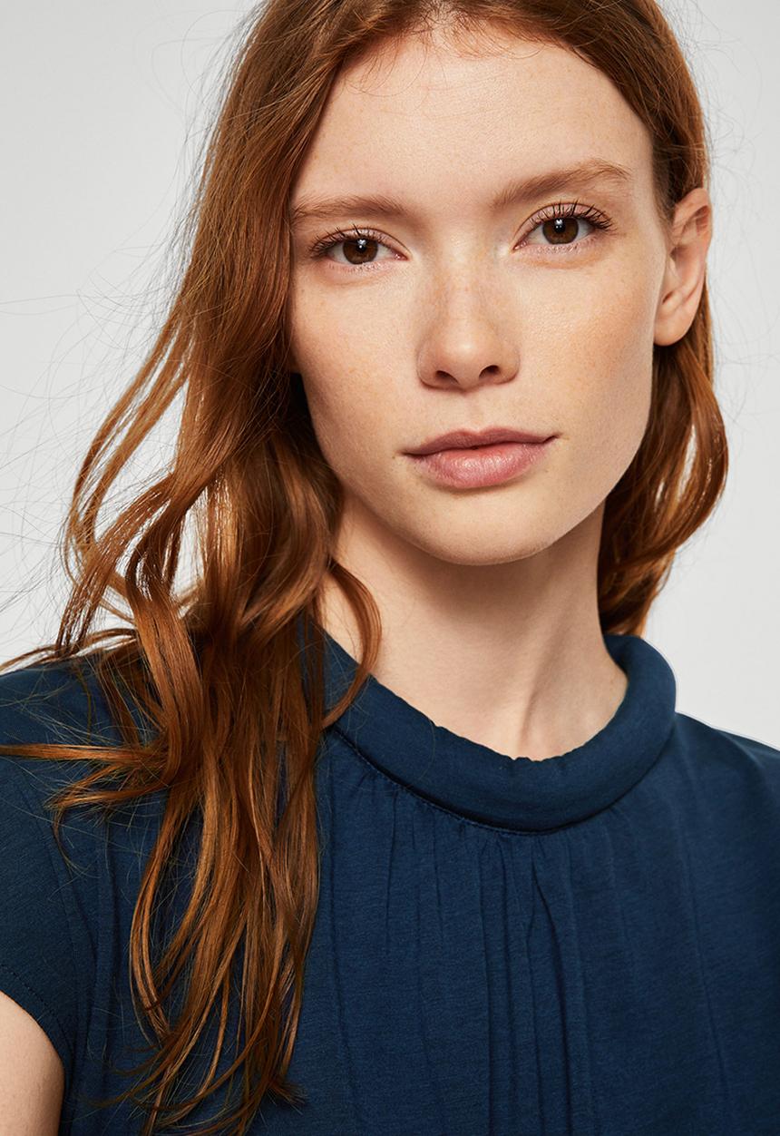 MANGO - Detail Neck T-shirt Navy