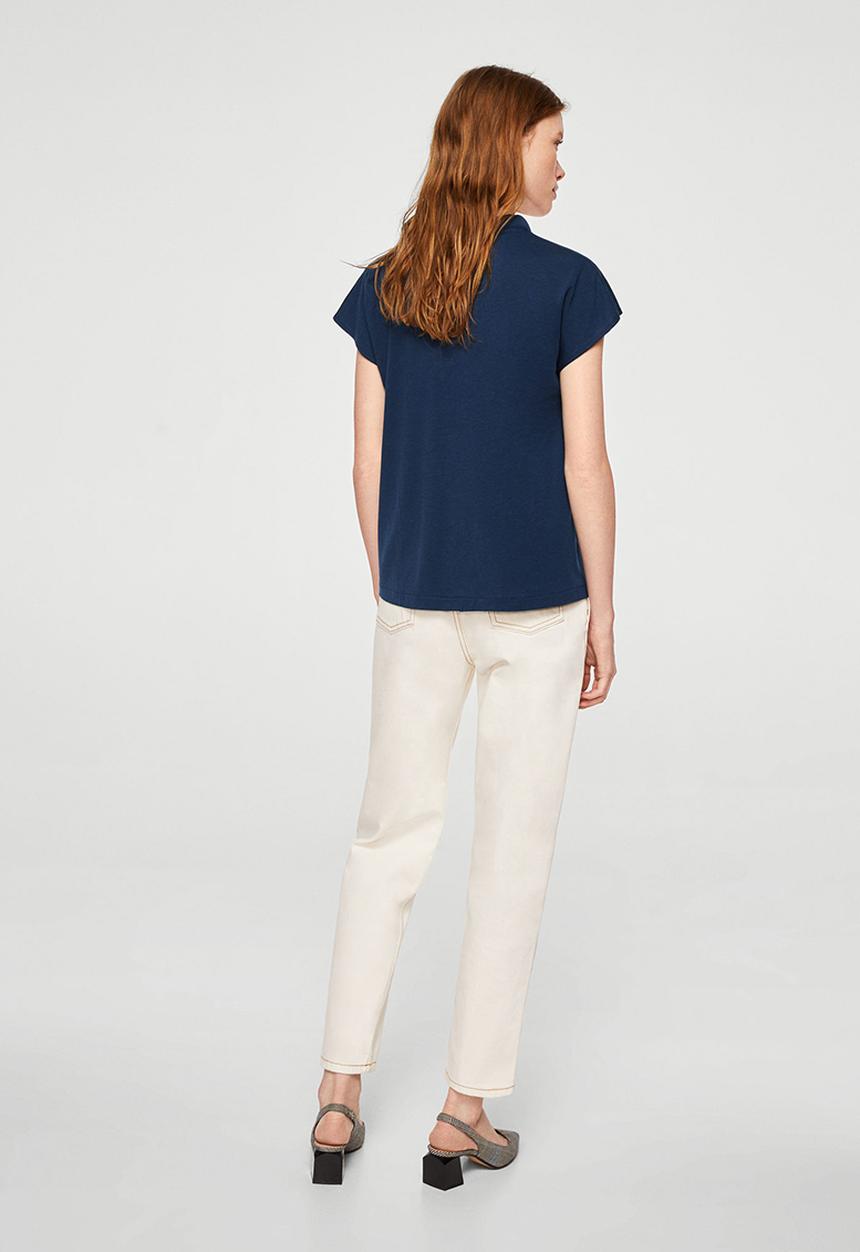 MANGO - Detail Neck T-shirt Navy