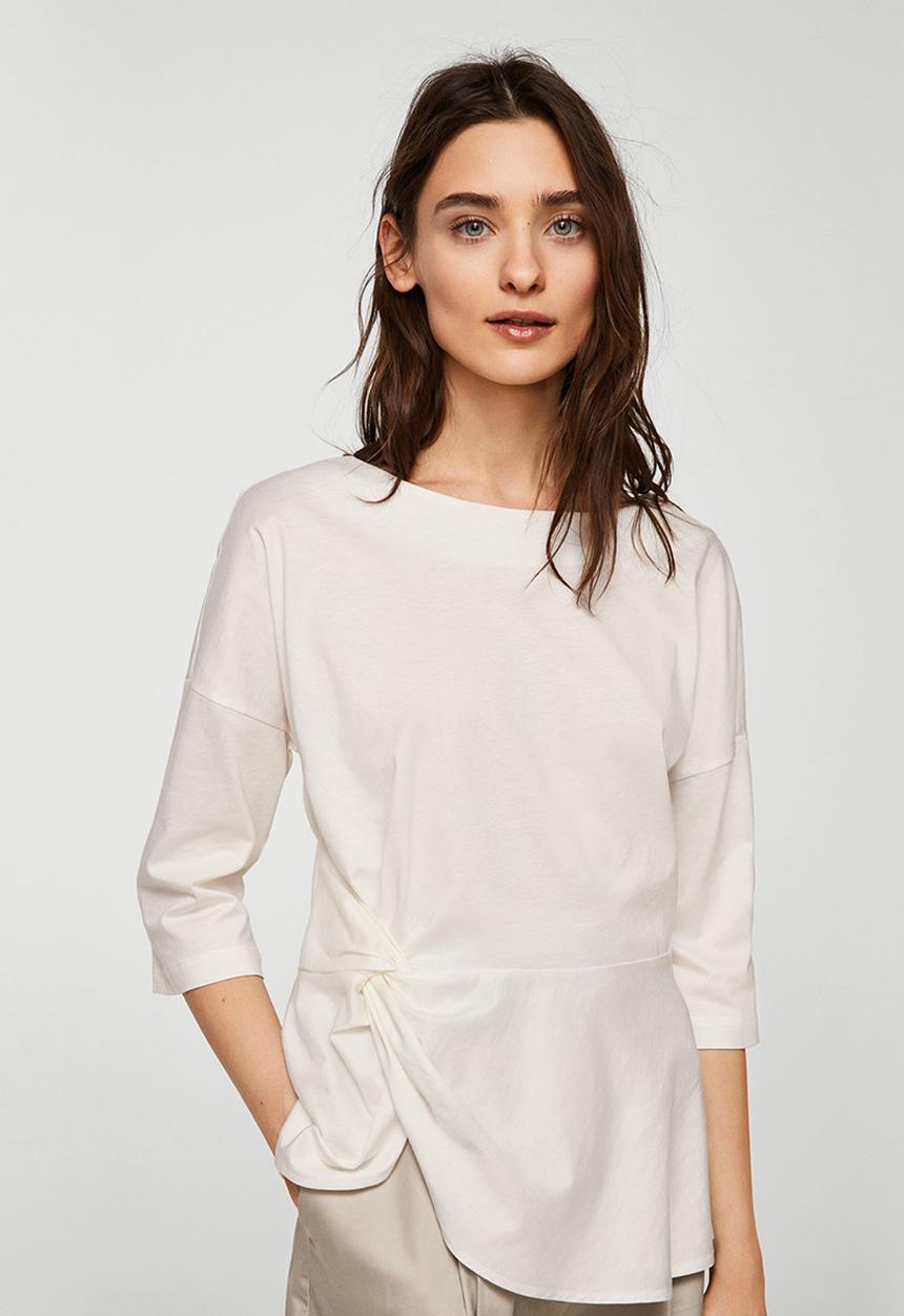 MANGO - Knot Detail T-shirt White