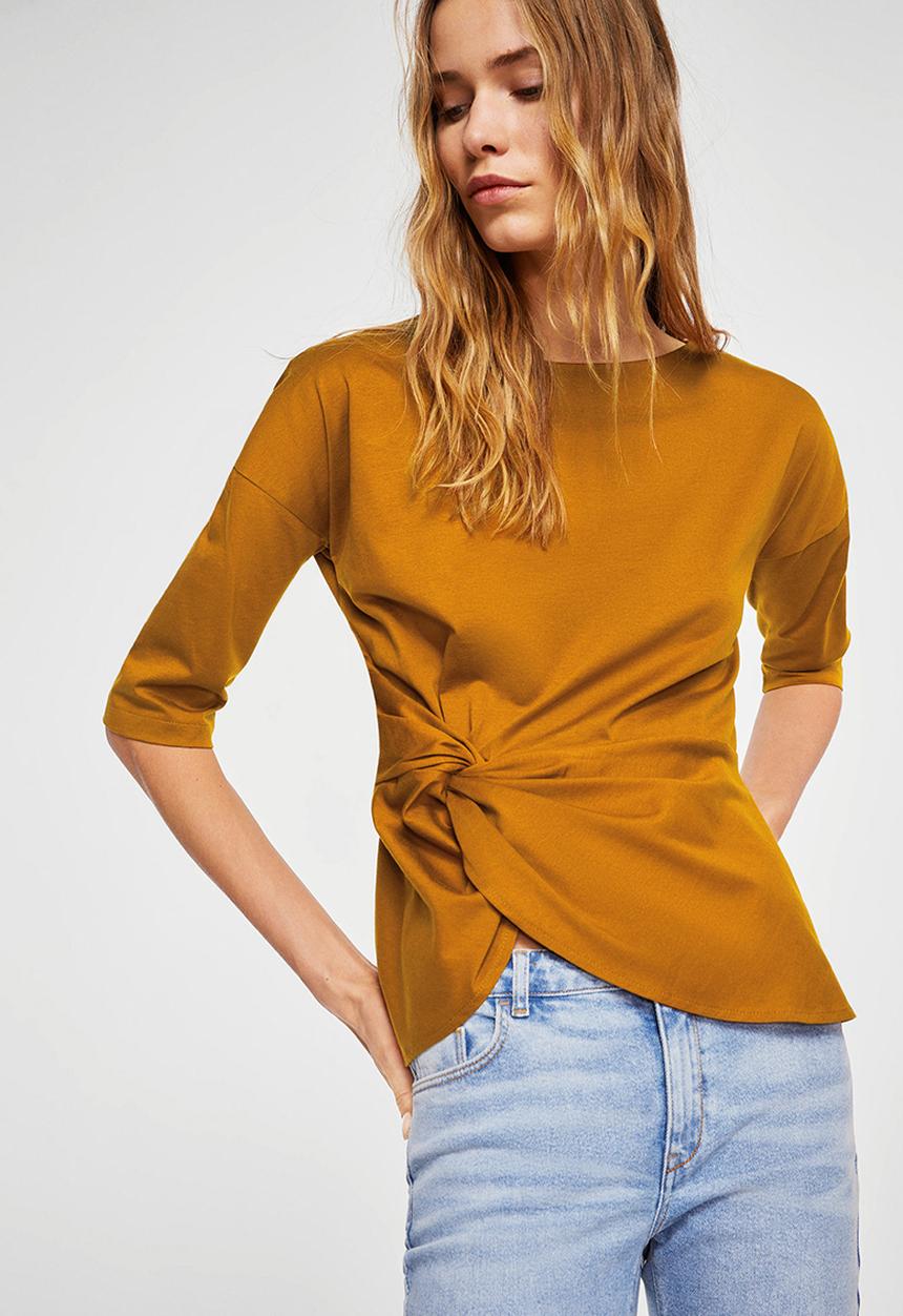 MANGO - Knot Detail T-shirt Brown