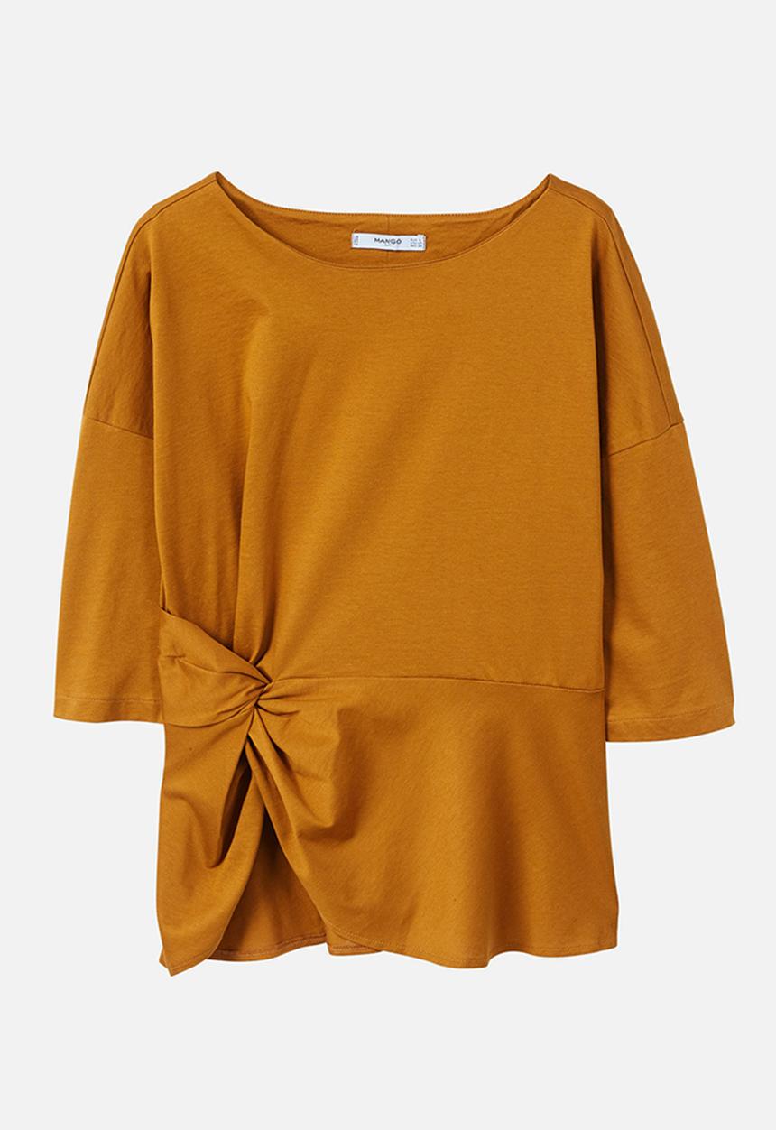 MANGO - Knot Detail T-shirt Brown