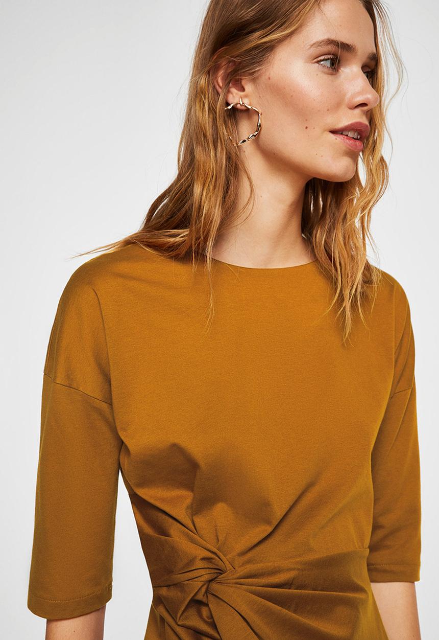 MANGO - Knot Detail T-shirt Brown