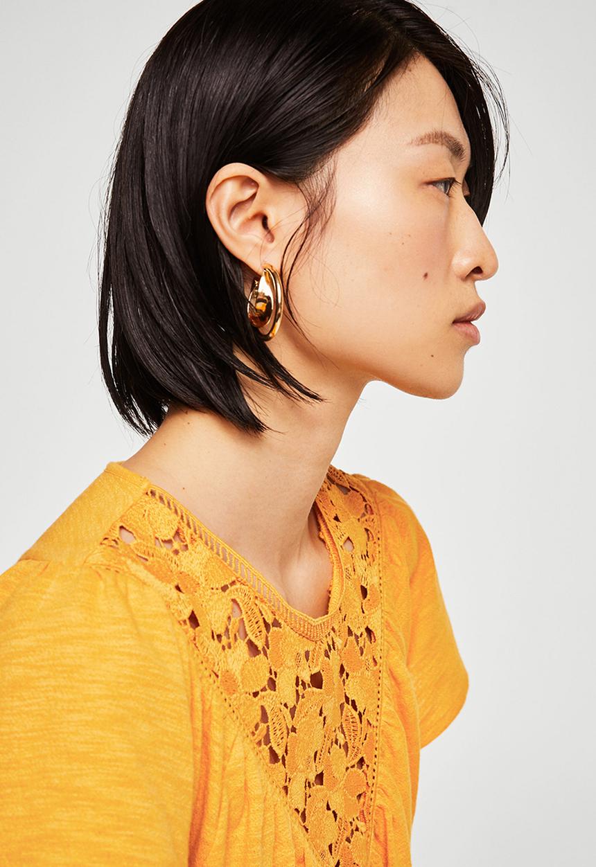 MANGO - Guipure Panel T-shirt Yellow