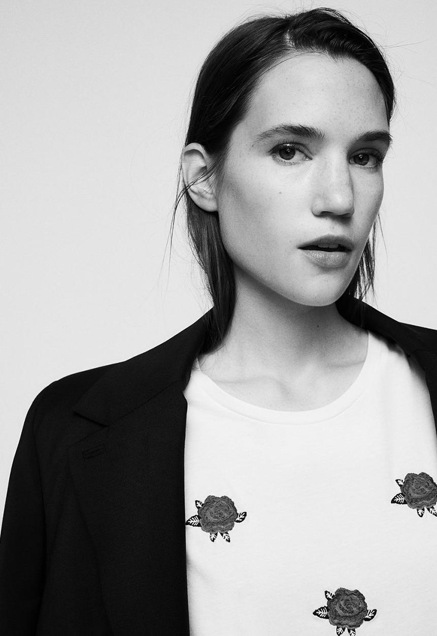 MANGO - Embroidered Flowers T-shirt White