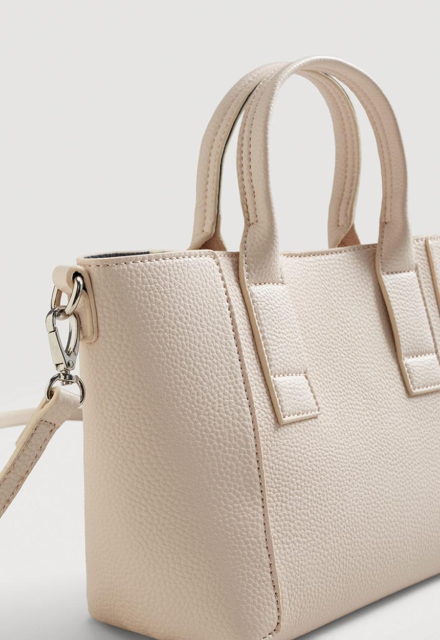 MANGO - Pebbled Tote Bag - Neutral