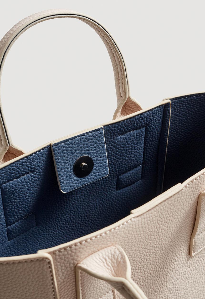 MANGO - Pebbled Tote Bag - Neutral
