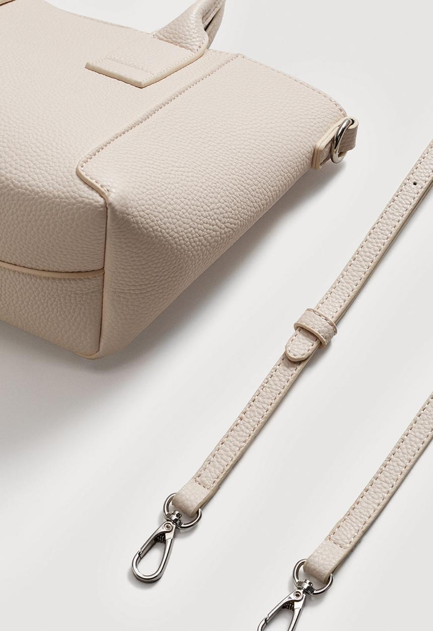 MANGO - Pebbled Tote Bag - Neutral