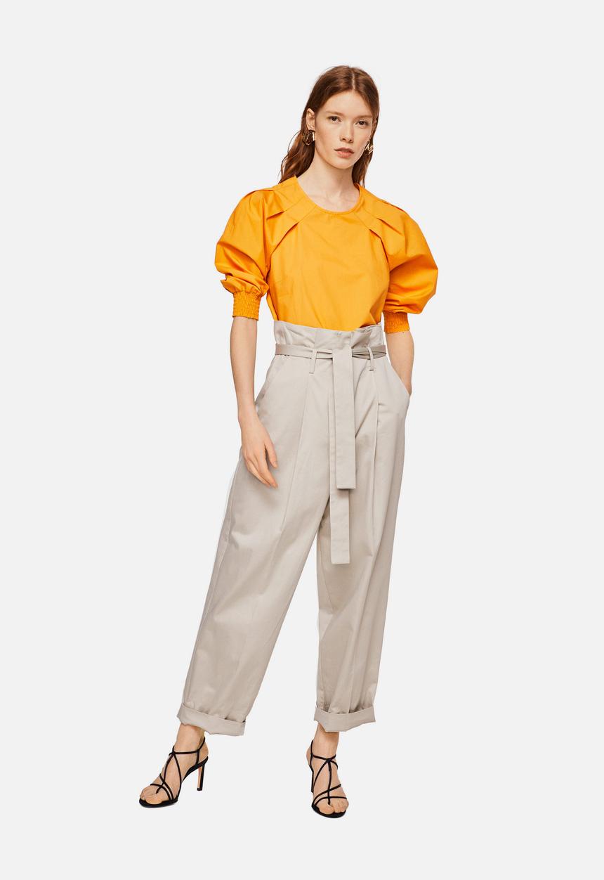 MANGO - Pleat Detail Blouse Yellow