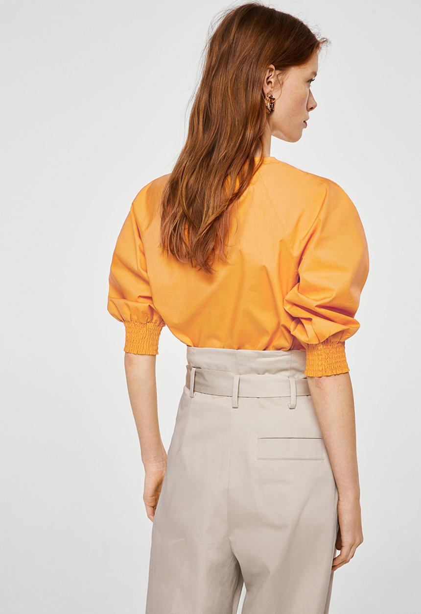 MANGO - Pleat Detail Blouse Yellow