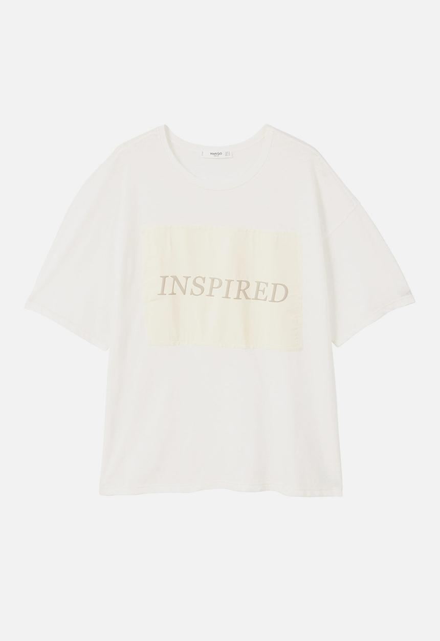 MANGO - Message Patch T-shirt Off White