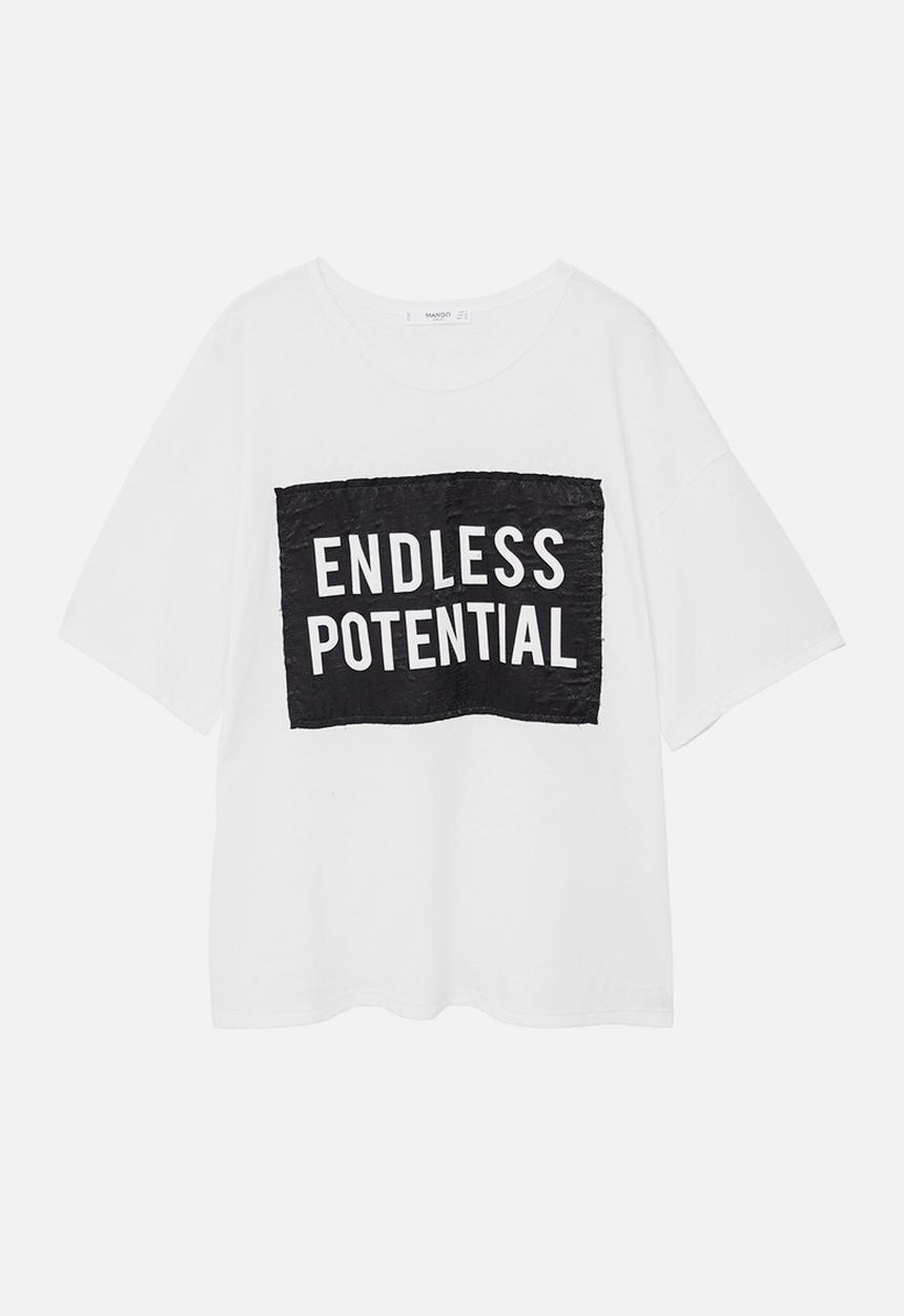 MANGO - Message Patch T-shirt Black