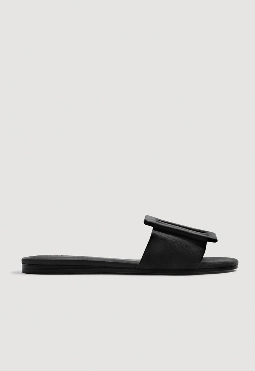 MANGO - Buckle Flat Sandals Black