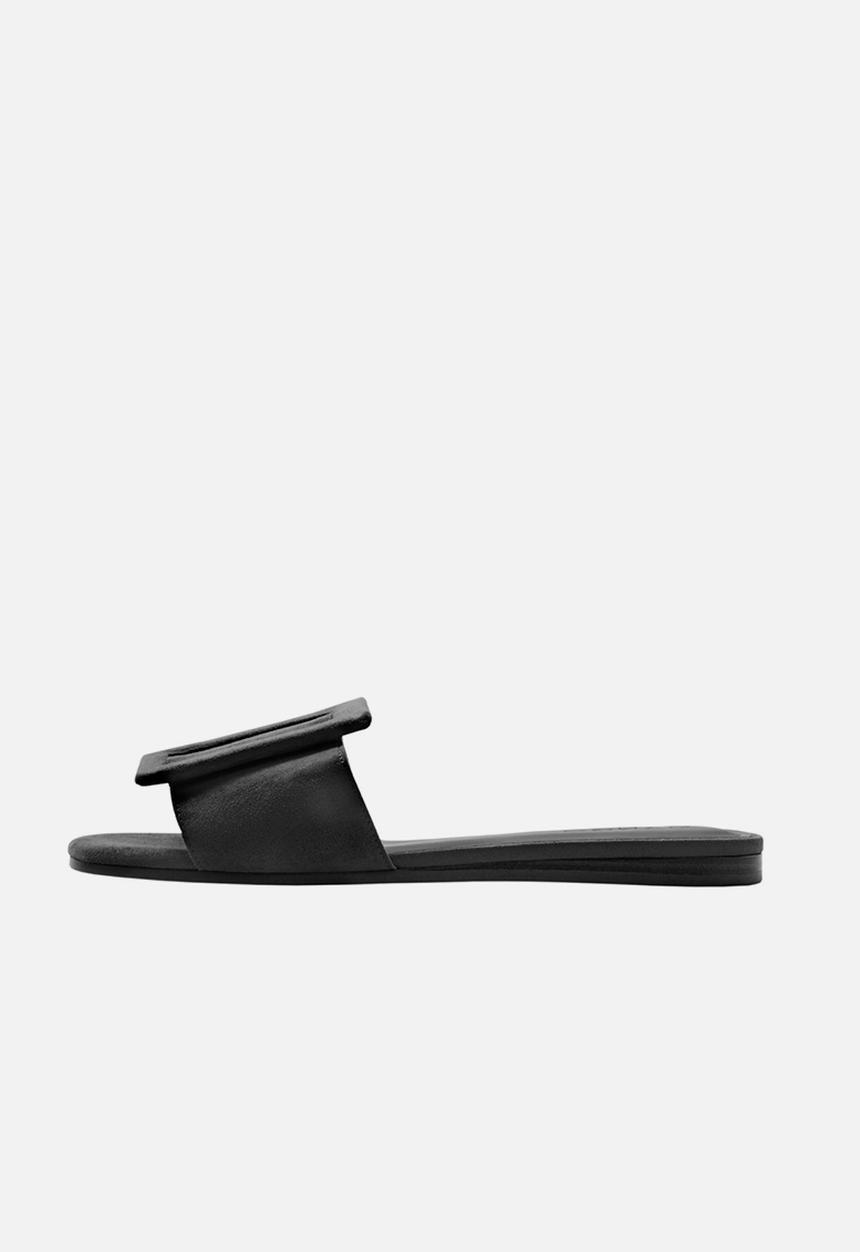 MANGO - Buckle Flat Sandals Black