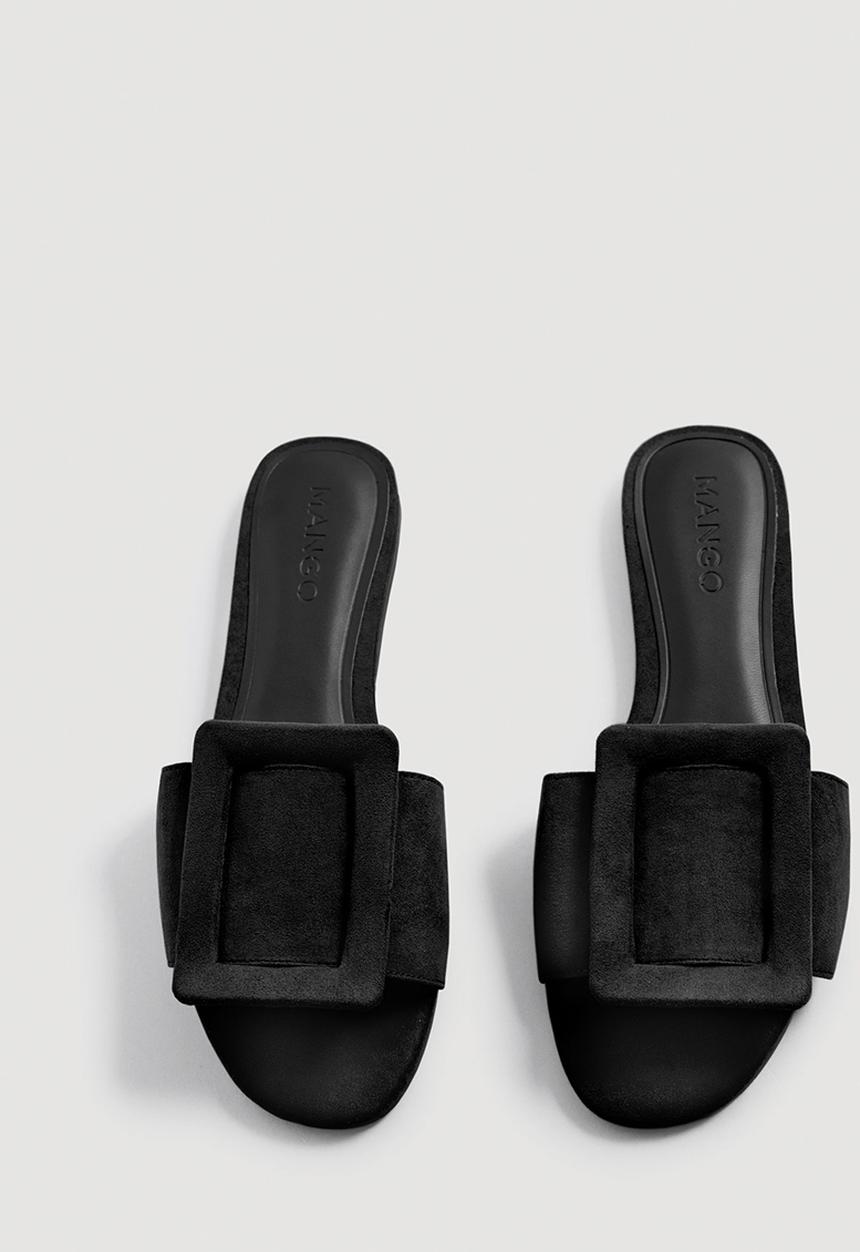 MANGO - Buckle Flat Sandals Black