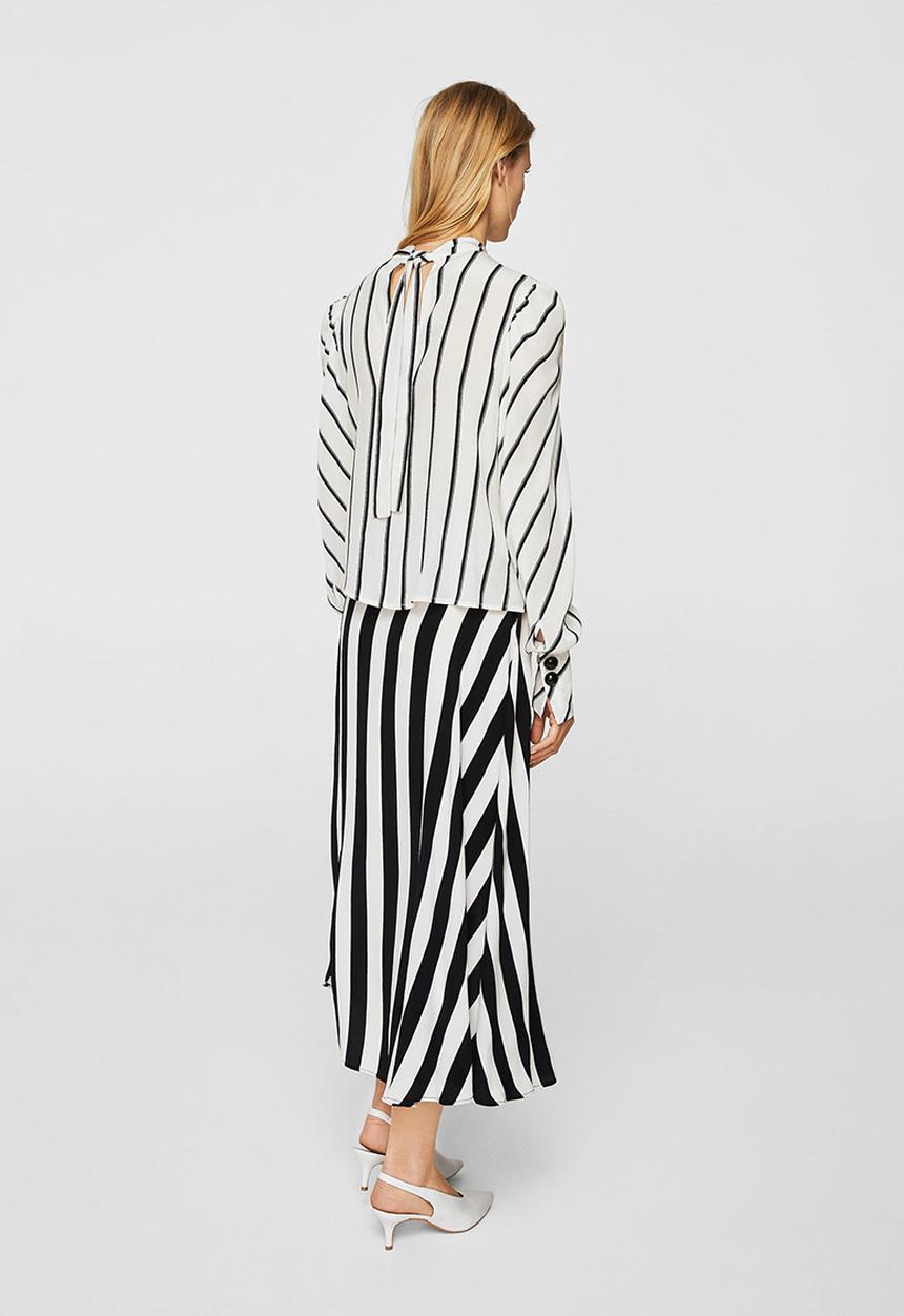 MANGO - Puffed Sleeves Striped Shirt Off White