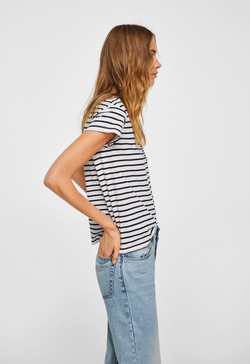 MANGO - Chest-pocket Striped T-shirt Navy
