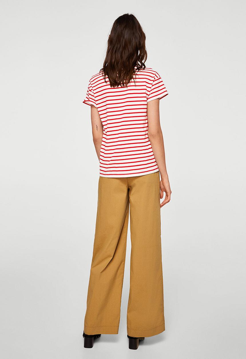 MANGO - Chest-pocket Striped T-shirt Red