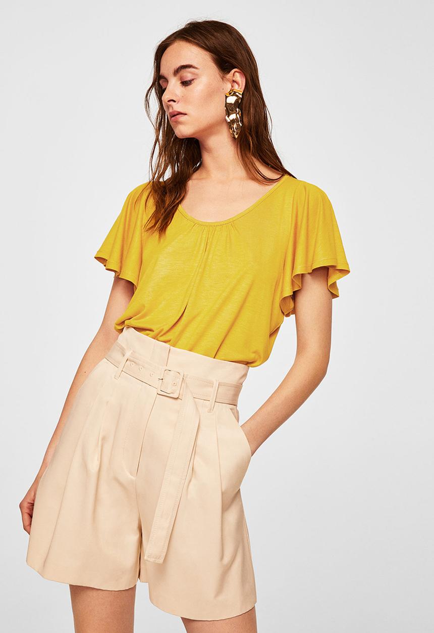 MANGO - Flared Sleeve T-shirt Yellow