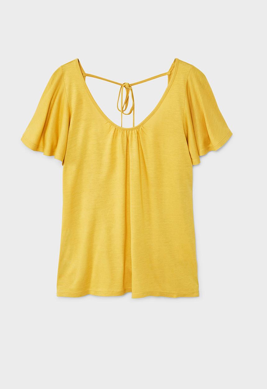 MANGO - Flared Sleeve T-shirt Yellow