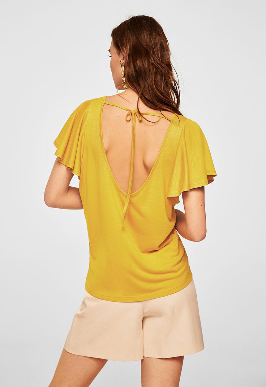 MANGO - Flared Sleeve T-shirt Yellow