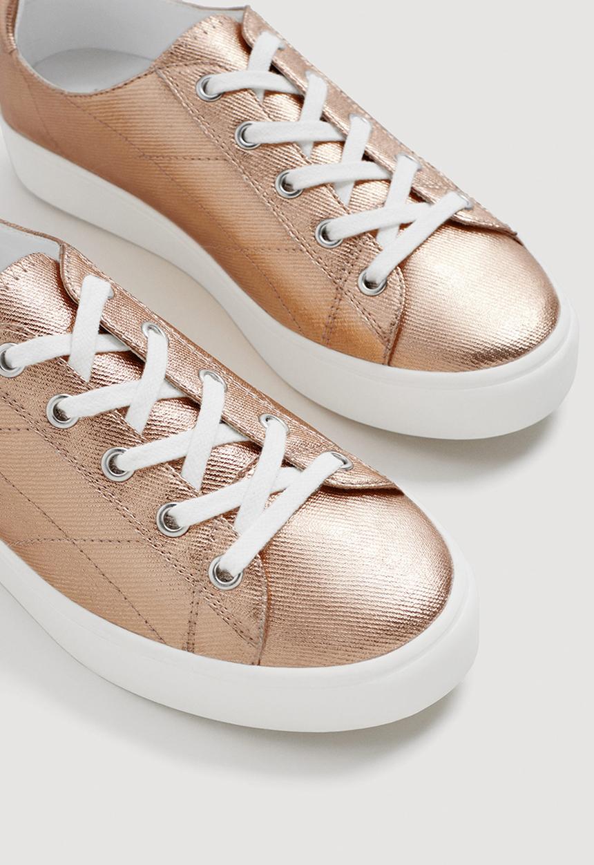 MANGO - Metallic Effect Sneakers Metallic
