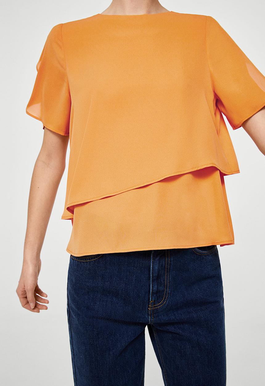 MANGO - Double-layer Blouse Orange