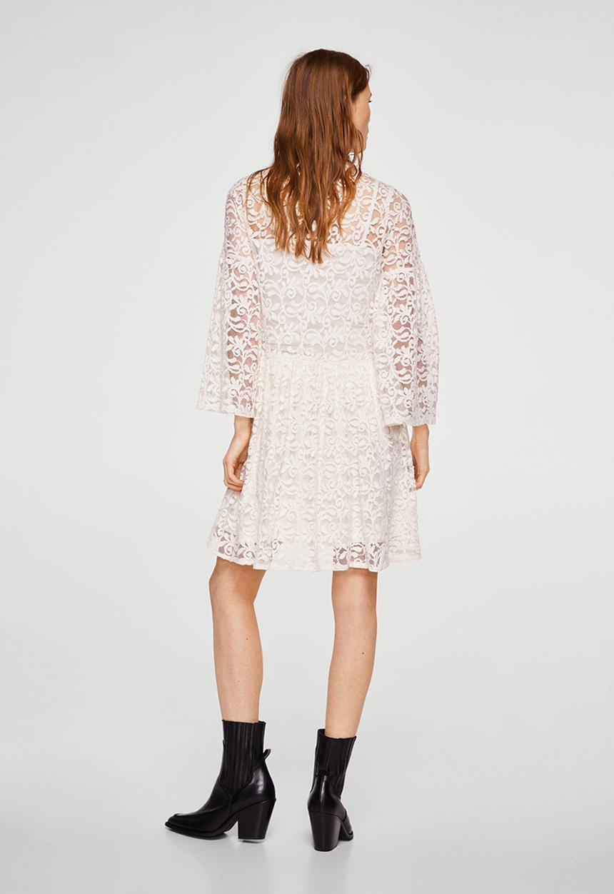 MANGO - Lace Mini Dress Off White