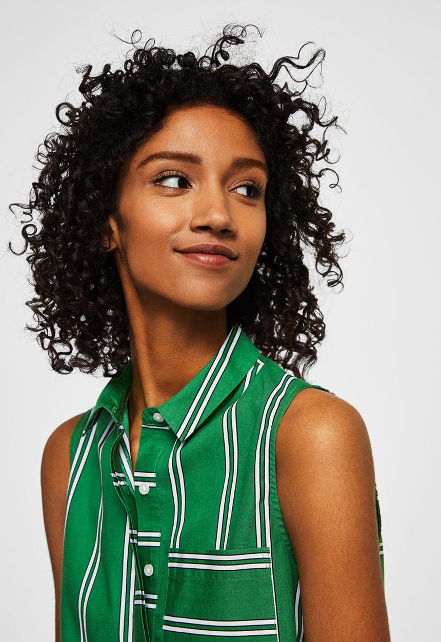 MANGO - Contrasting Print Shirt Green