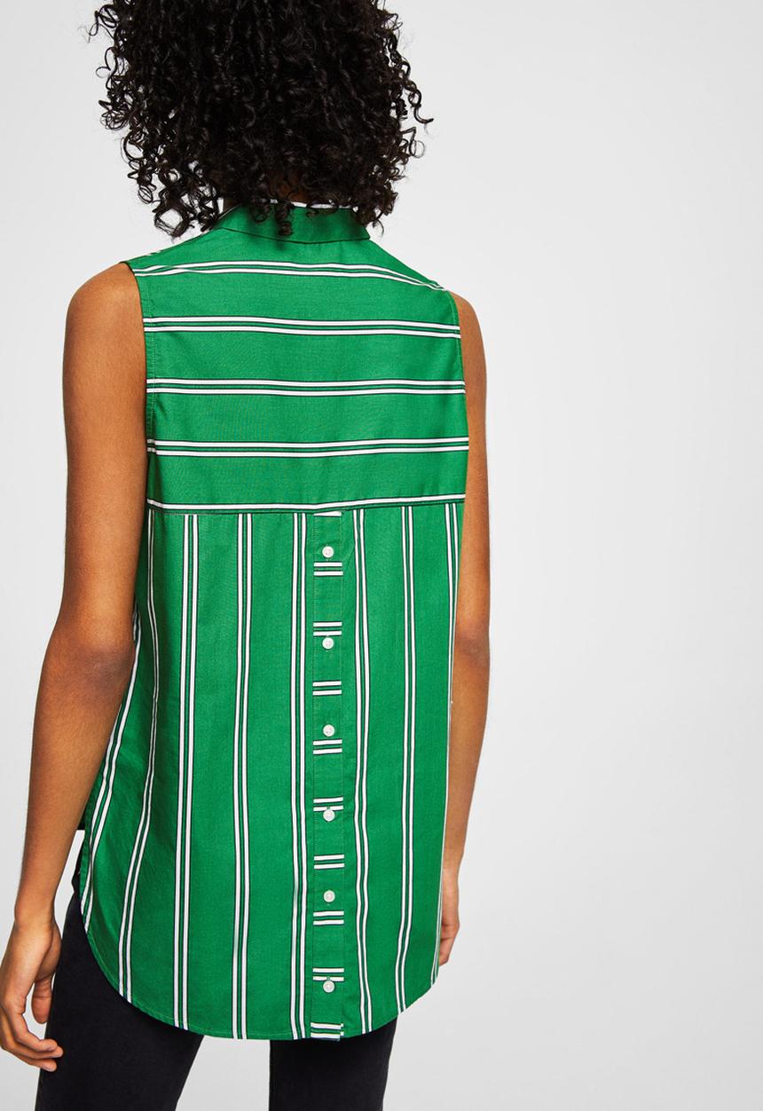 MANGO - Contrasting Print Shirt Green