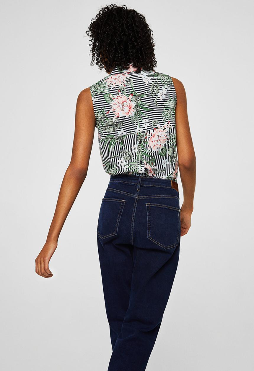 MANGO - Contrasting Print Shirt Black