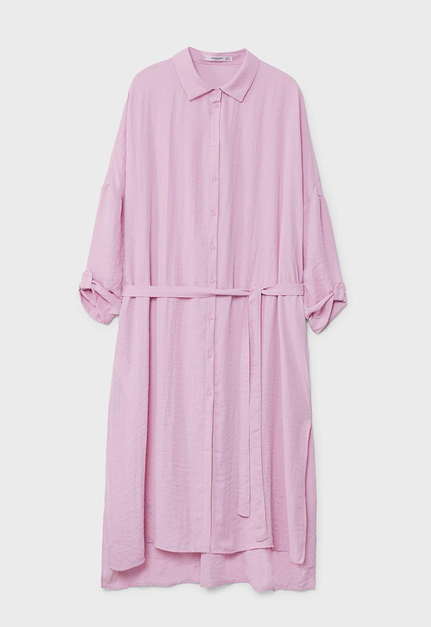 MANGO - Flowy Longer Length Shirt Pale Purple