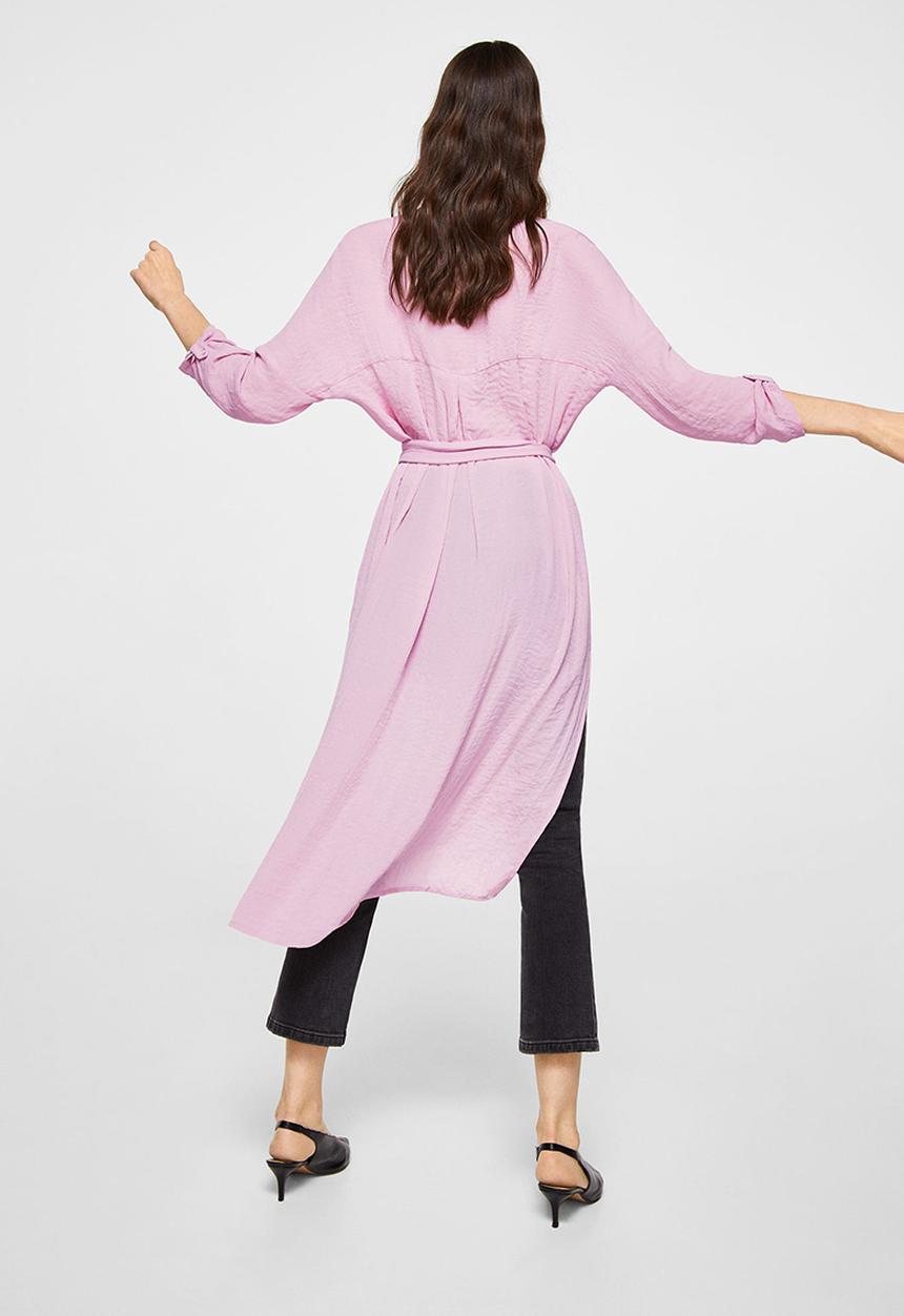 MANGO - Flowy Longer Length Shirt Pale Purple