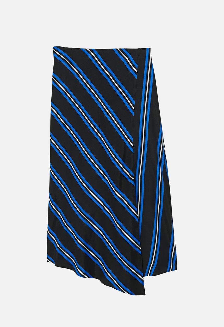 MANGO - Striped Asymmetric Skirt Blue