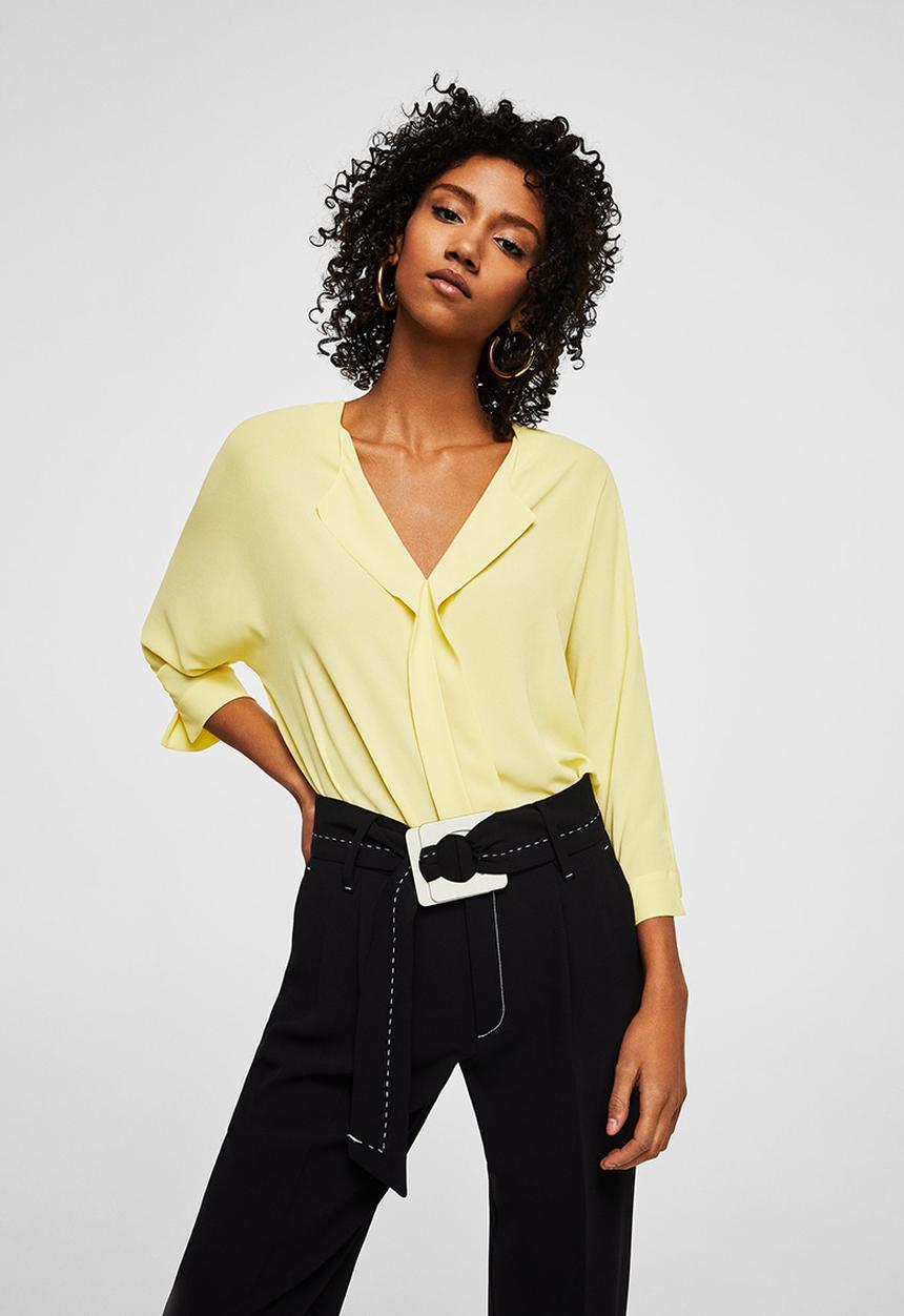 MANGO - Lapels Flowy Shirt Yellow