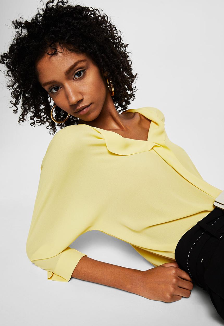 MANGO - Lapels Flowy Shirt Yellow