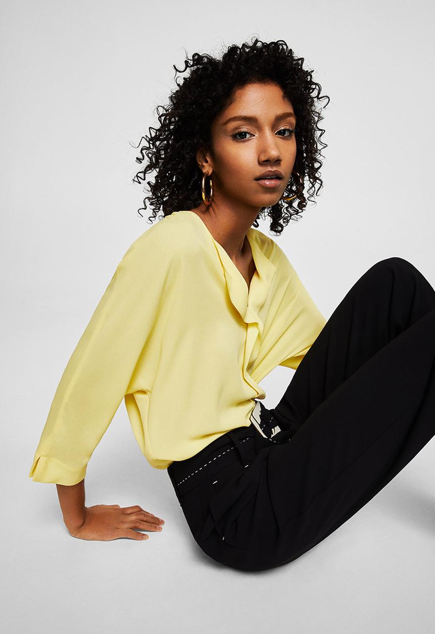 MANGO - Lapels Flowy Shirt Yellow