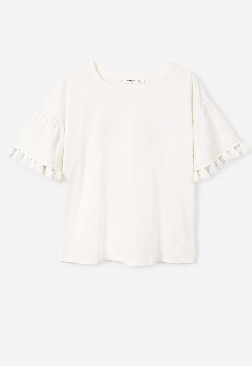 MANGO - Pom-pom T-shirt Off White