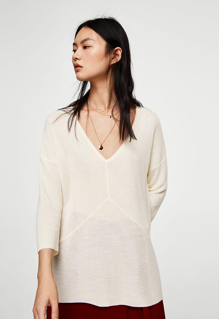 MANGO - Back Vent Sweater Off White