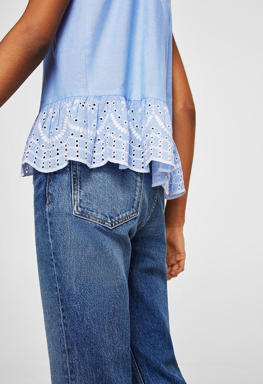 MANGO - Lace detail top - blue