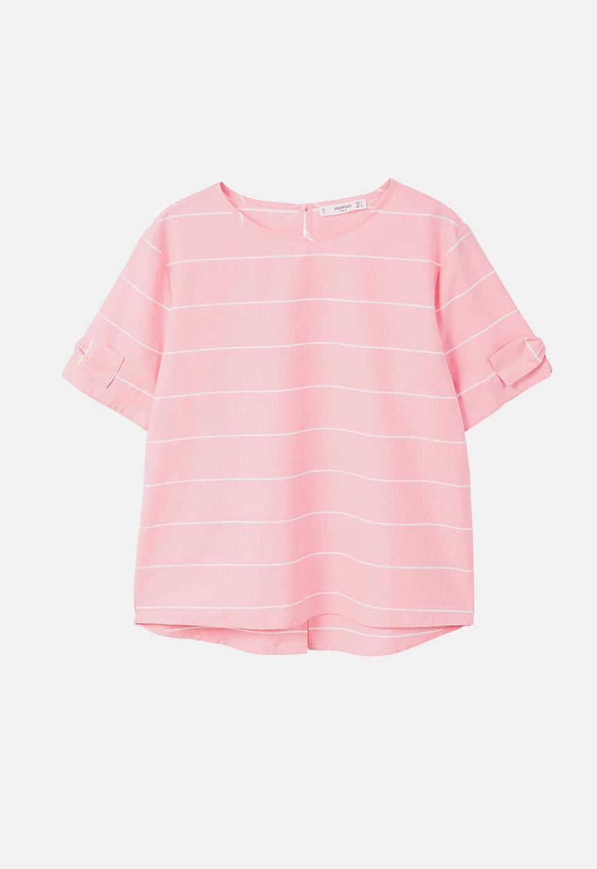 MANGO - Striped Blouse Pale Pink