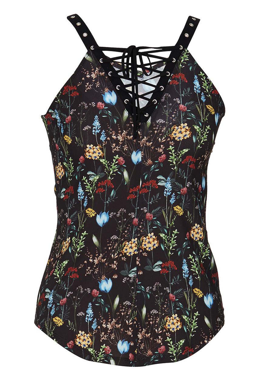 SISSY BOY - Chatterbox Printed Top Black