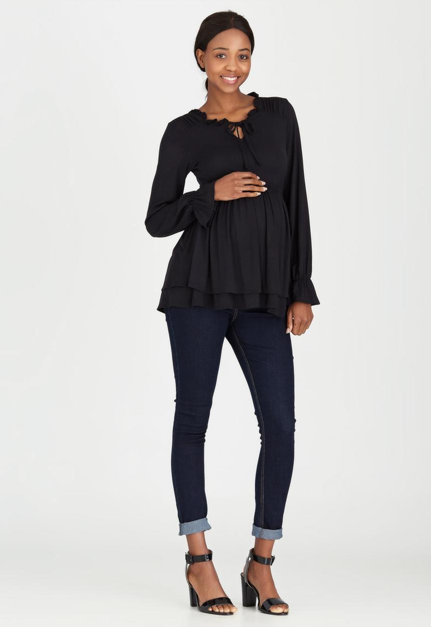 edit Maternity - Double Layer Knit Top Black