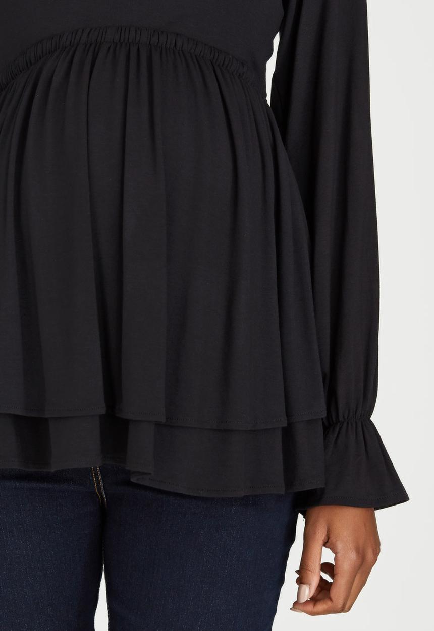 edit Maternity - Double Layer Knit Top Black
