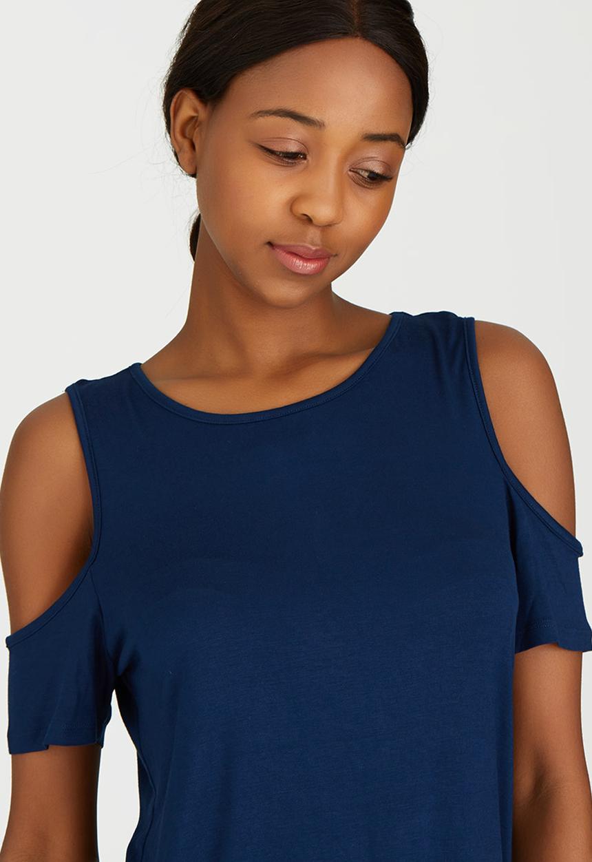 c(inch) - Cold Shoulder T-Shirt Navy