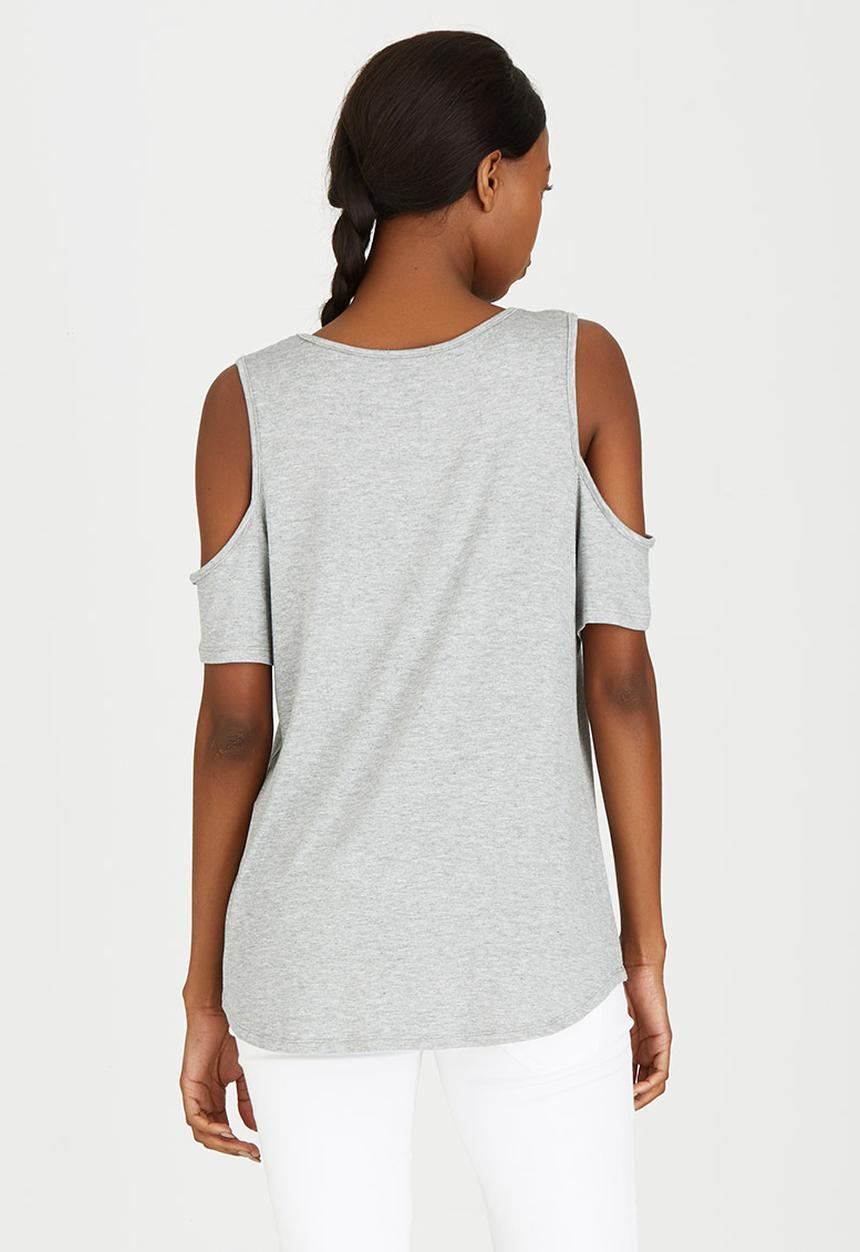 c(inch) - Cold Shoulder T-Shirt Pale Grey